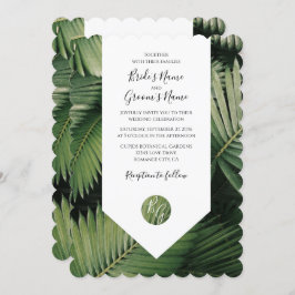 Tropische palmbladeren Groenery Wedding Invitation Kaart