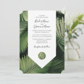 Tropische palmbladeren Groenery Wedding Invitation Kaart (Staand voorkant)