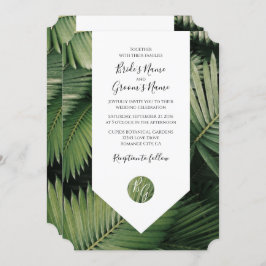 Tropische palmbladeren Groenery Wedding Invitation Kaart