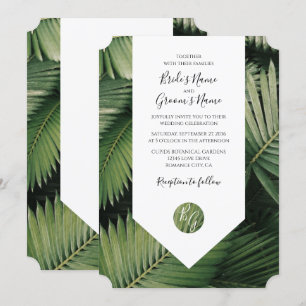 Tropische palmbladeren Groenery Wedding Invitation Kaart