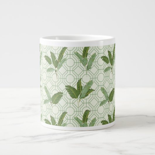 Tropische palmbladeren grote koffiekop (Voorkant)