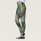 Tropische palmbladeren, handgetekende 3D illustrat Leggings (Links)