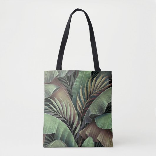 Tropische palmbladeren, handgetekende 3D illustrat Tote Bag (Voorkant)