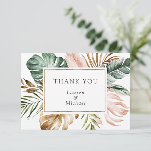 Tropische palmbladeren Hartelijk dank Bedankkaart (Staand voorkant)