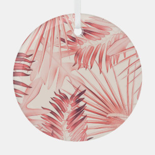 Tropische palmbladeren, Hawaïaans stijlvol patroon Glas Ornament