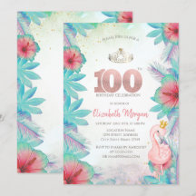 Tropische Palmbladeren Hibiscus Roze Flamingo 100s