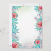 Tropische palmbladeren Hibiscus roze Flamingo 30e Kaart (Achterkant)