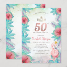 Tropische Palmbladeren Hibiscus Roze Flamingo 50st