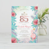 Tropische palmbladeren Hibiscus roze Flamingo 85th Kaart (Staand voorkant)