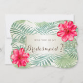 Tropische palmbladeren, Hibiskus Bridesmaid Kaart (Voorkant)