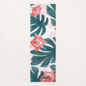 Tropische palmbladeren, Hibiskus - gepersonaliseer Yogamat (Voorkant)