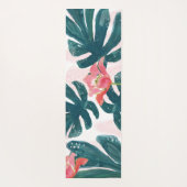 Tropische palmbladeren, Hibiskus - gepersonaliseer Yogamat (Achterkant)