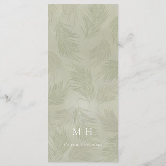 Tropische palmbladeren in het menu Elegant Calligr (Achterkant)