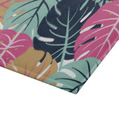 Tropische palmbladeren in roze en blauw | decorati snijplank (Hoek)