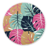 Tropische palmbladeren in roze en blauw | Keramisc Keramische Knop (Voorkant)