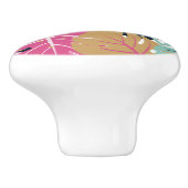 Tropische palmbladeren in roze en blauw | Keramisc Keramische Knop (Zijkant)