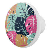 Tropische palmbladeren in roze en blauw | Keramisc Keramische Knop (Rechts)