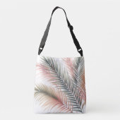 Tropische palmbladeren Initialen Crossbody Tas (Achterkant)