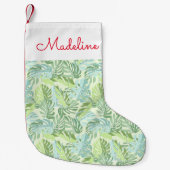Tropische palmbladeren | Jouw namen toevoegen Kleine Kerstsok (Voorkant)