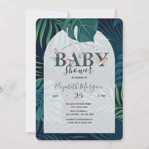 Tropische Palmbladeren Jungle Dieren Baby Shower Kaart
