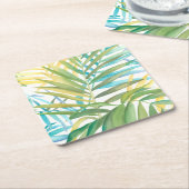 Tropische palmbladeren kartonnen onderzetters (Schuin)