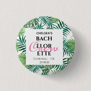 Tropische palmbladeren Leaf Bachelorette Crewy Ronde Button 3,2 Cm