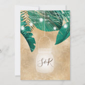 Tropische palmbladeren Licht Gouden Uitnodiging (Achterkant)