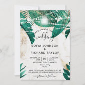 Tropische palmbladeren Licht Jar goudmarmer Kaart (Voorkant)