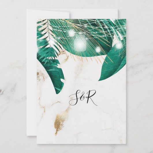 Tropische palmbladeren Licht Jar goudmarmer Kaart (Achterkant)