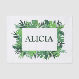 Tropische palmbladeren lijst aangepaste naam tissuepapier