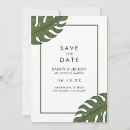 Tropische Palmbladeren Moderne Trouwdag Save The Date