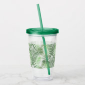 Tropische palmbladeren Monogram aangepast Acryl Drinkbeker (Links)