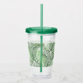 Tropische palmbladeren Monogram aangepast Acryl Drinkbeker (Rechts)