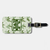 Tropische palmbladeren | Monogram Bagagelabel (Voorkant horizontaal)