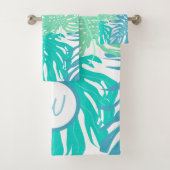 Tropische palmbladeren, monogrammen bad handdoek (Insitu)