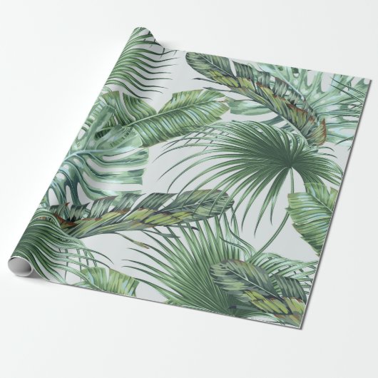 Tropische palmbladeren, monstera, bananenblad, jun cadeaupapier (Uitgerold)