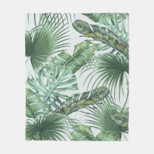 Tropische palmbladeren, monstera, bananenblad, jun fleece deken