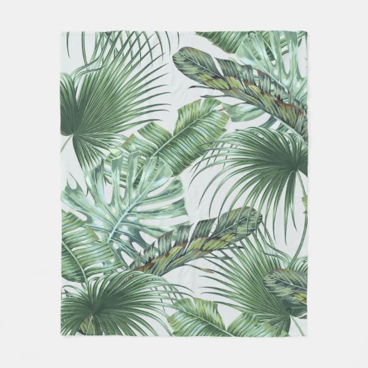 Tropische palmbladeren, monstera, bananenblad, jun fleece deken (Voorkant)