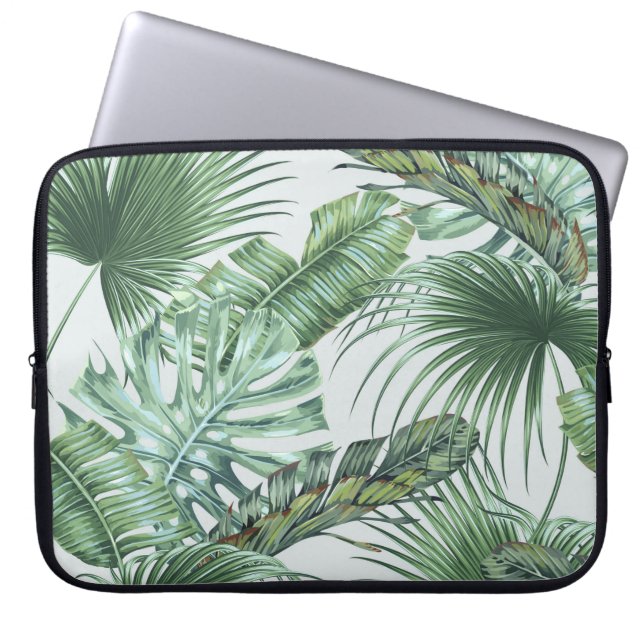 Tropische palmbladeren, monstera, bananenblad, jun laptop sleeve (Voorkant)