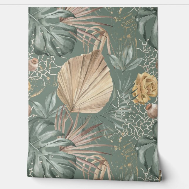 Tropische palmbladeren Monstera Behang (Afrollen)