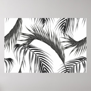 Tropische palmbladeren naadloze florale oerwoud pa poster