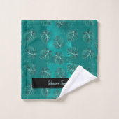 Tropische palmbladeren naam gepersonaliseerd moder bad handdoek (Wasdoekje)