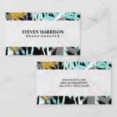 Tropische palmbladeren | Natuurlijke | Marmer Visitekaartje (Voorkant / Achterkant)