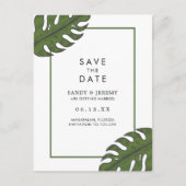 Tropische palmbladeren Niet-foto opslaan Datum Aankondigingskaart (Voorkant)