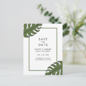 Tropische palmbladeren Niet-foto opslaan Datum Aankondigingskaart (Staand voorkant)