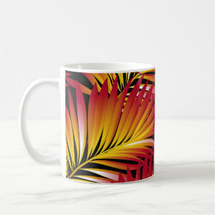 Tropische palmbladeren, oerwoud bladeren,  flora koffiemok