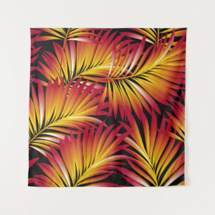 Tropische palmbladeren, oerwoud bladeren,  flora wandkleed