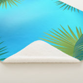 Tropische palmbladeren op blauw hemellandschap sherpa deken (3/4)