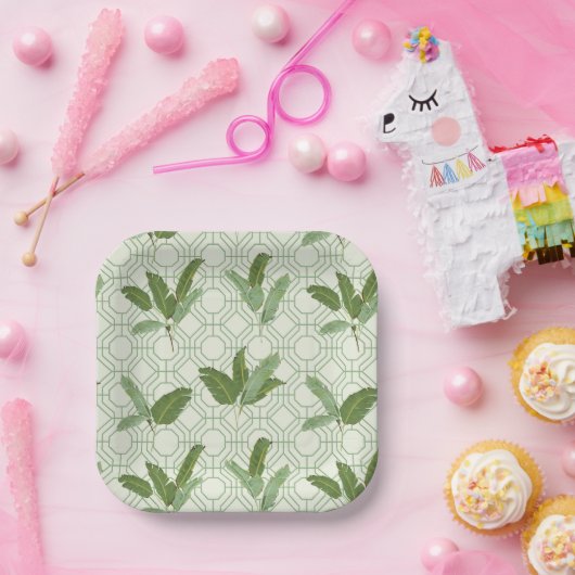 Tropische palmbladeren papieren bordje (Feest)