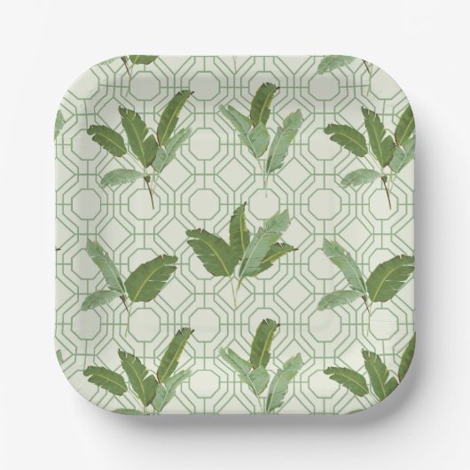 Tropische palmbladeren papieren bordje (Voorkant)